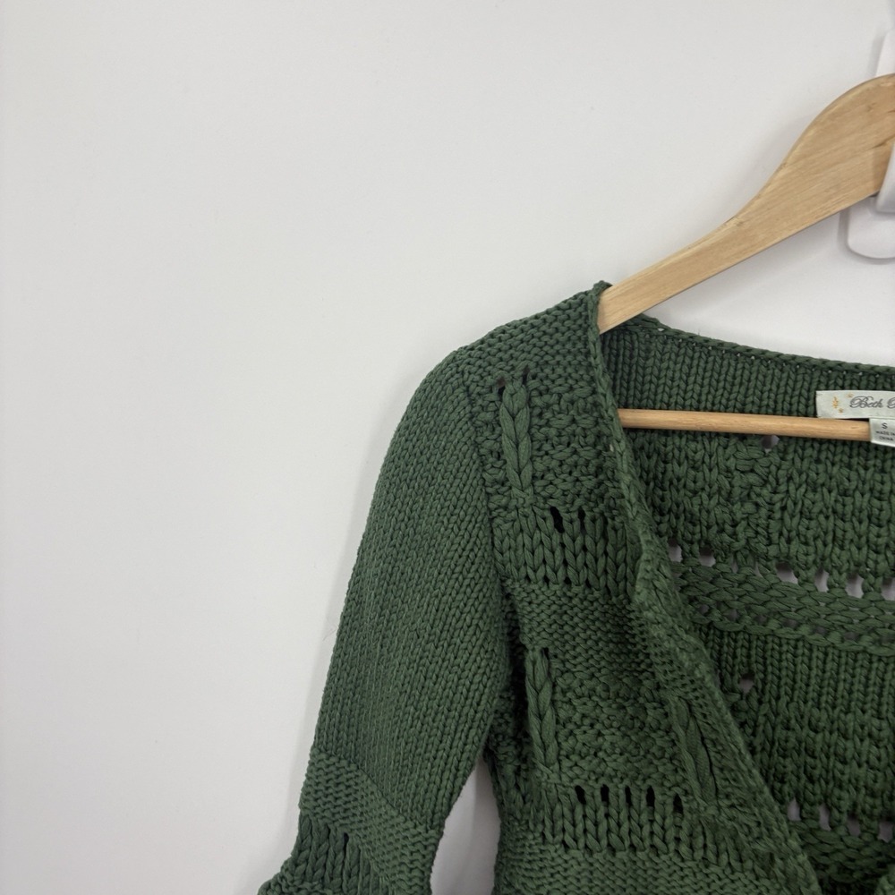 Y2K Sweater Top Women Small Forest Fairy Boho Cropped Twee Indie Green Cottage - Picture 4 of 7